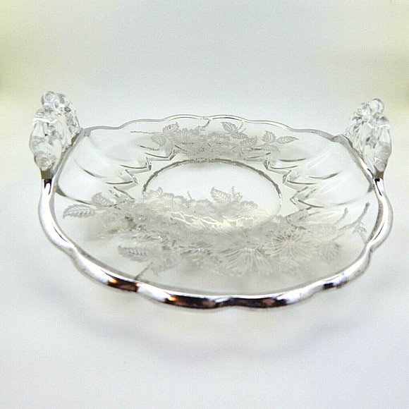 Silver City Overlay Glass Springtime Rolled Edge Candy Dish - Picture 2 of 11